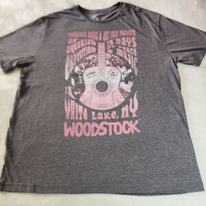 Woodstock Heathered Gray Tshirt With Pink Graphics Suze Large Tall